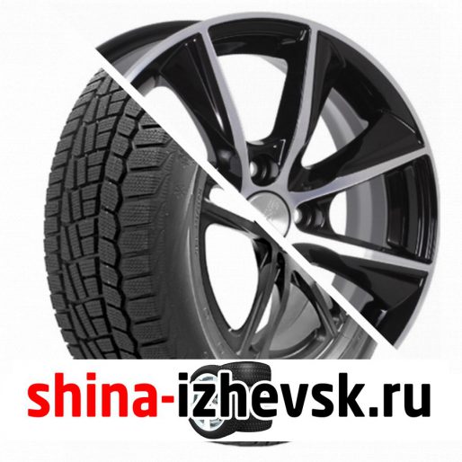 Колесо в сборе Viatti Brina зима (V-521) 185/65 R15 T 88 + СКАД Порту 6xR15 4×100 ET50 DIA60.1 Черный глянцевый с полированной лицевой поверхностью в Ижевске